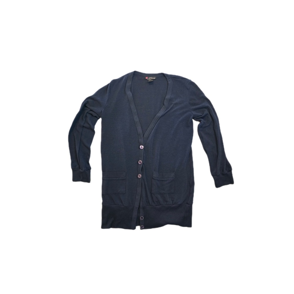 Delirious Womens Navy Blue 5 Button Cardigan Sweater with Pockets L ST10423